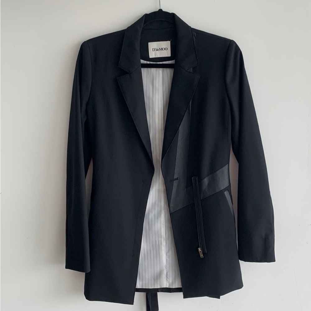 D’deMoo black women’s tuxedo jacket blazer, zipper closure, size S - Picture 4 of 16